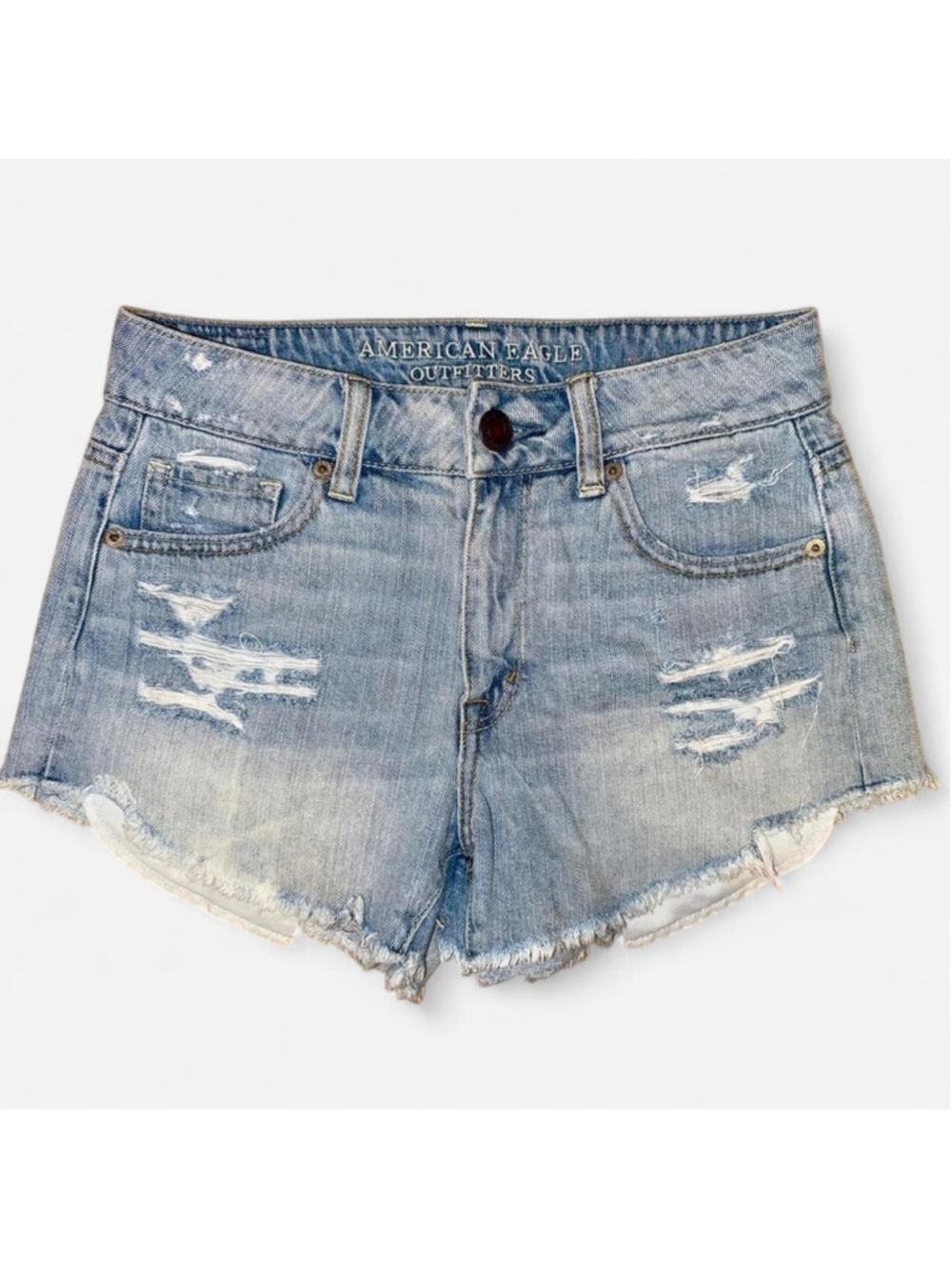 American Eagle Outfitters Light Blue Ripped Jean Shorts